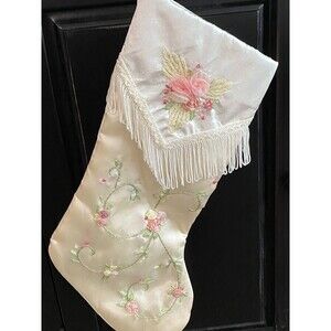 Christmas Stocking Victorian Style Embellished Large 18” Unbranded